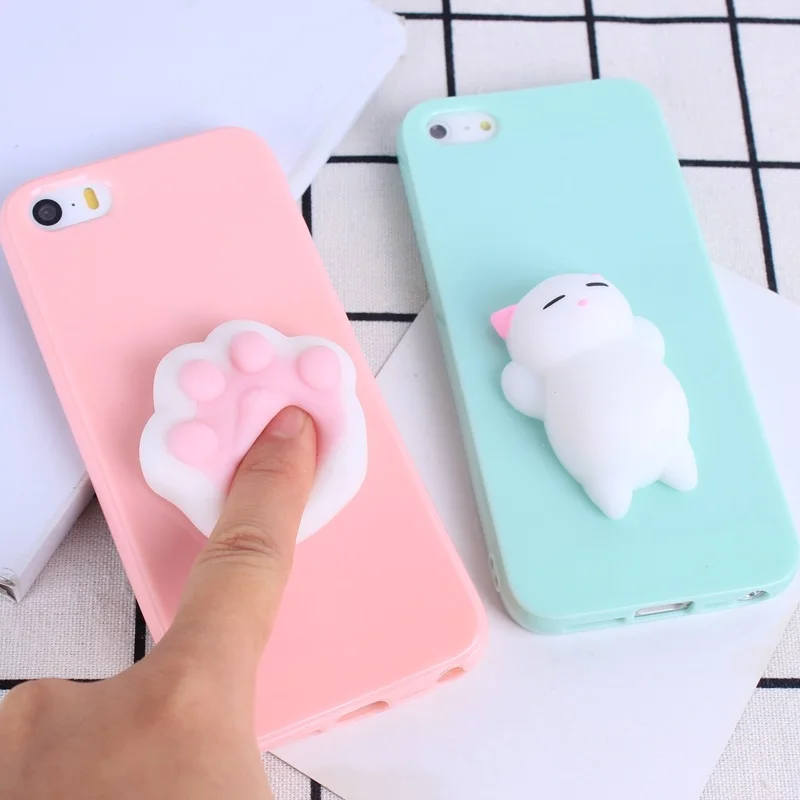 Lovely 3D silicon Cartoon Cute Cat Candy Color for iPhone