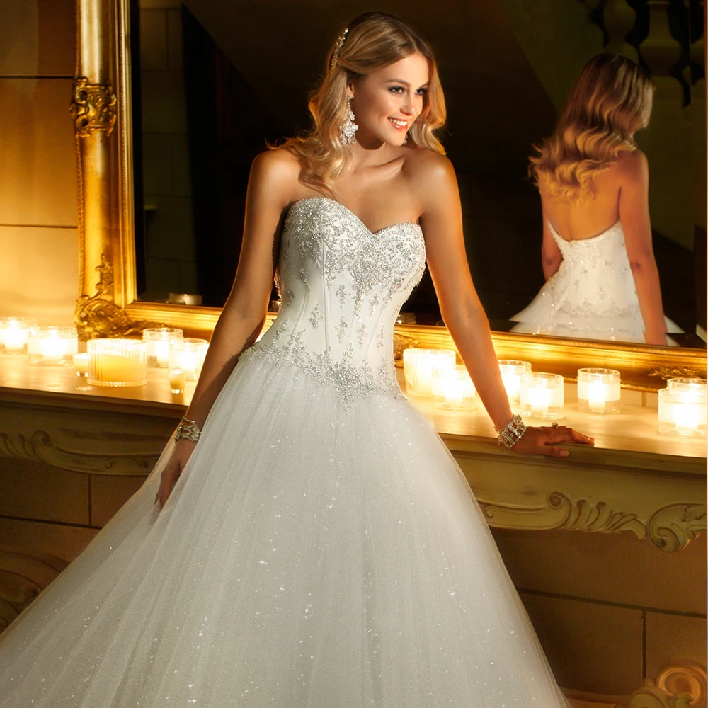 Princess Stunning And Romantic Beaded Bridal Gown Crafted Classic Beaded Corset Bodice Tulle