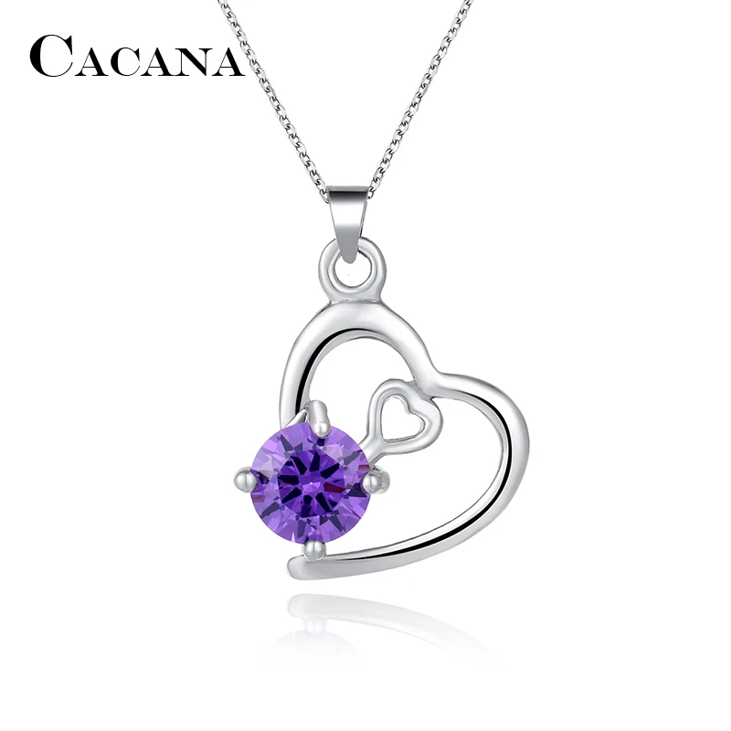 CACANA Pendant Necklaces For Women Trendy Heart Crown Swan Fashion Design Metal Link Chain Long Necklace Hot Wholesale N98
