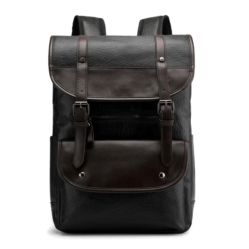 

Men's Shoulder Bag Casual Pu Leather Backpack Buckle Bag High Capacity Multi-function Backpack Universal 2019 New