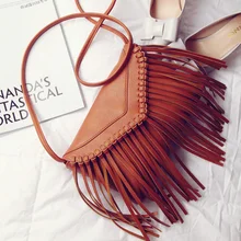 Hot Sales Gray red Black Brown Envelope Bags Casual Style Tassel Fringed Shoulder Bags Women Messenger Bag Design Bag
