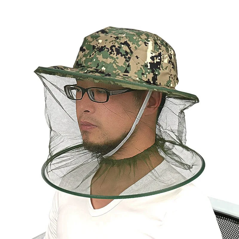 Fishing Hat With Cover Fisherman Hat Camouflage Anti Mosquito Net Mesh