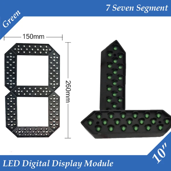 10 шт./лот 10 "зеленый цвет Открытый 7 семь сегменсветодио дный тов светодиодный цифровой номер модуль для газа светодио дный светодиодный