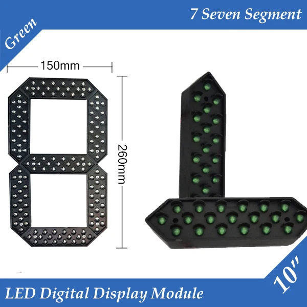 

10pcs/lot 10" Green Color Outdoor 7 Seven Segment LED Digital Number Module for Gas Price LED Display module