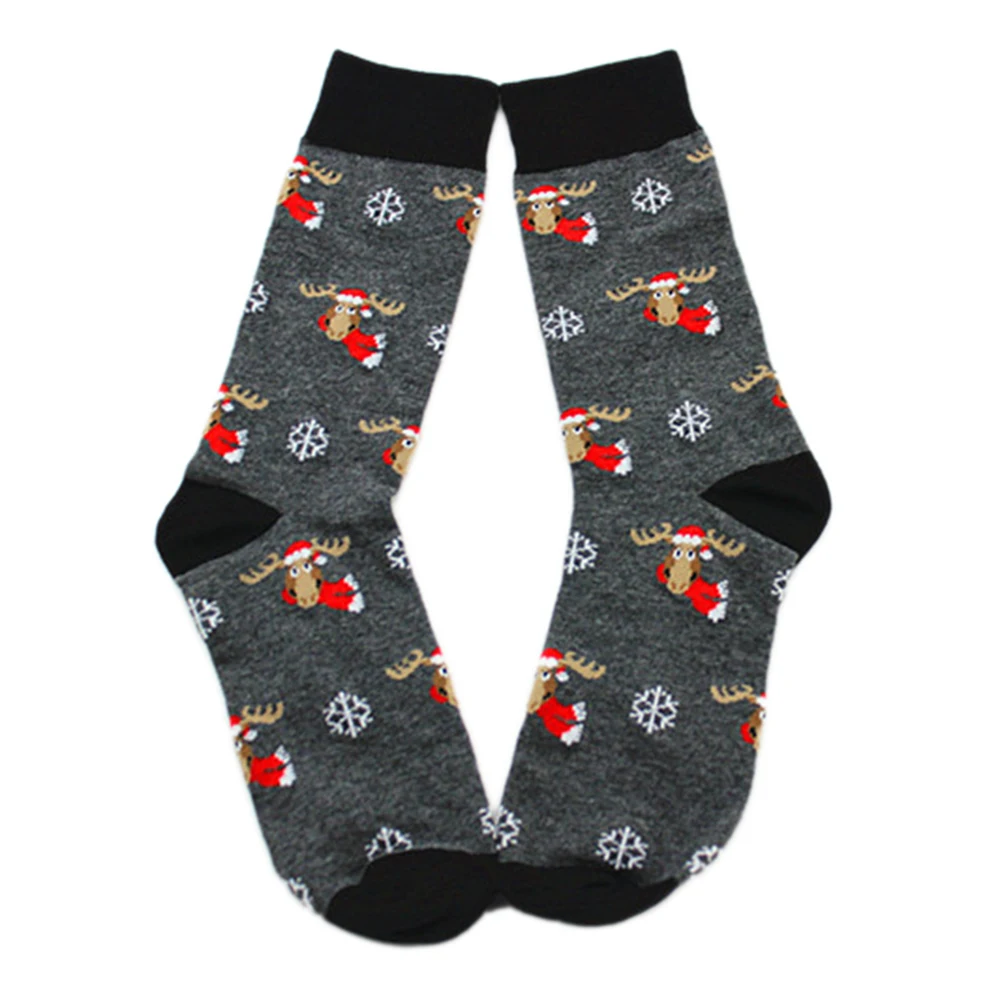 men grew socks cotton material cartoon pattern elk dog socks anime christmas socks for men