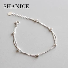 Шанис 925 стерлингового серебра и браслеты для женщин ювелирные изделия Круглый бисер два слоя звено цепи браслет женский