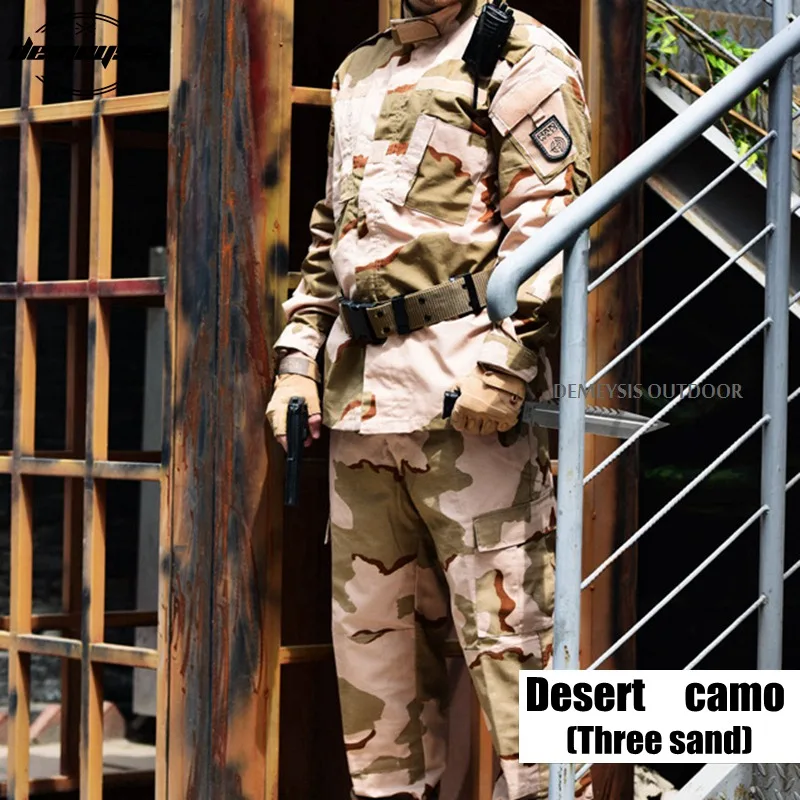 Военная униформа для мужчин CS Пейнтбольный костюм армейская Боевая БДУ Военная Униформа охотничий костюм Wargame пальто+ брюки набор тактической формы - Цвет: three sand
