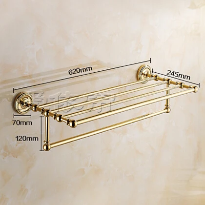 Настенные Золотой полированной Аксессуары для ванной комнаты Полотенца стойки, башня бар
