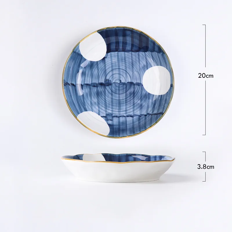Японская ручная роспись керамическая тарелка креативная домашняя тарелка глазурь цветная посуда западное блюдо тарелка для стейка поднос для завтрака - Цвет: as the picture shows