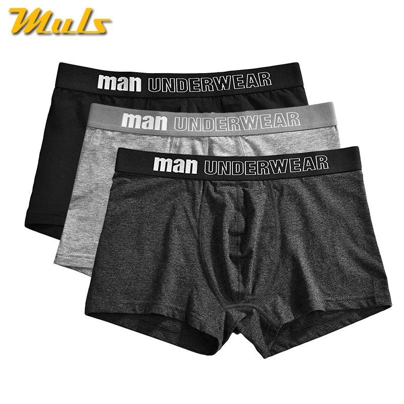 

Muls Brand 3PCS/Set 6Colors Combed Cotton Boxers Short Men Breathable Male Underwear Mens Bodysuit Under Pant Fitted Size S-3XL