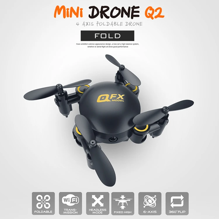 

QXF Q2 6-Axis Mini Micro Foldable Quadcopter RC Drone WIFI APP Control FPV Camera Headless Pressure Fixed High Copter AR.Drone