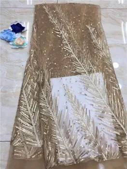 

Nigerian Tulle Lace Fabric Fast Shipping African sequins Lace Fabric For Wedding Embroidery French Lace Fabric gold White, green