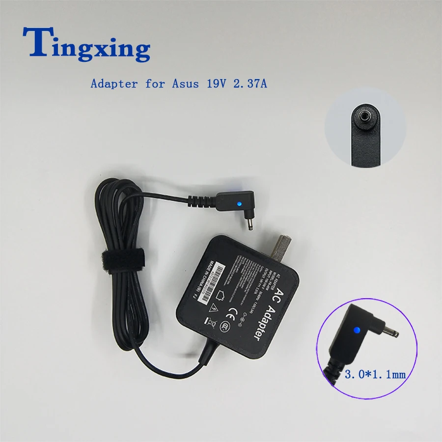 Портативное зарядное устройство 19V 2.37A 45W 3 0*1 1mm для ноутбука Asus Zenbook UX21 UX21E UX31UX31E UX31K