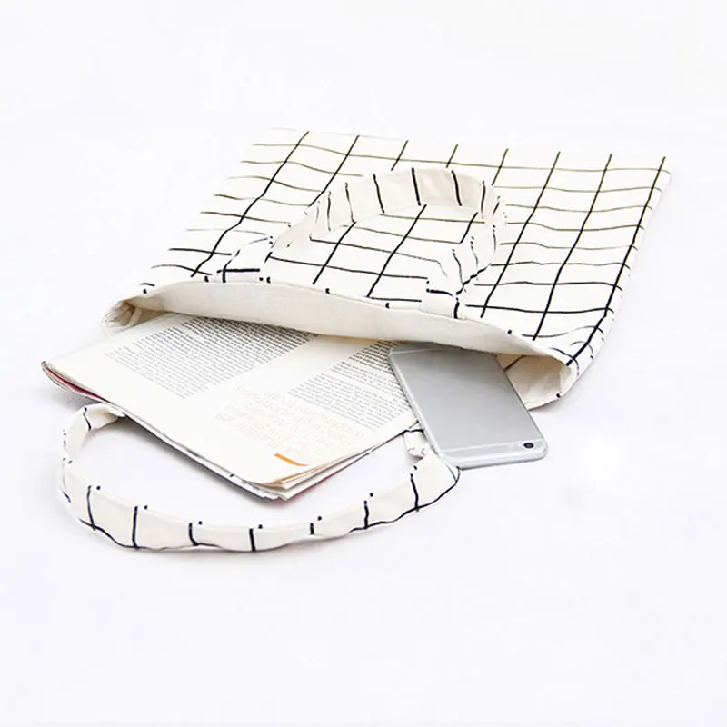 Canvas Tote Bag Casual Beach HandBag Eco Shopping Bag Daily Use Foldable Canvas Shoulder Bag Plaid Canvas Tote for Women Female Canvas Tote Bag Casual Beach HandBag Eco Shopping Bag Daily Use Foldable Canvas Shoulder Bag Plaid Canvas Tote for Women Female