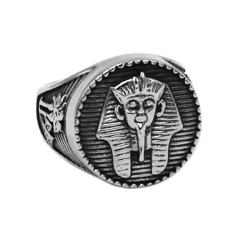 Best Egyptian Pharaoh Amulet Ring Stainless Steel Ring Fashion Egypt Pharaoh King Motor Biker Mens Women Ring Wholesale SWR0770