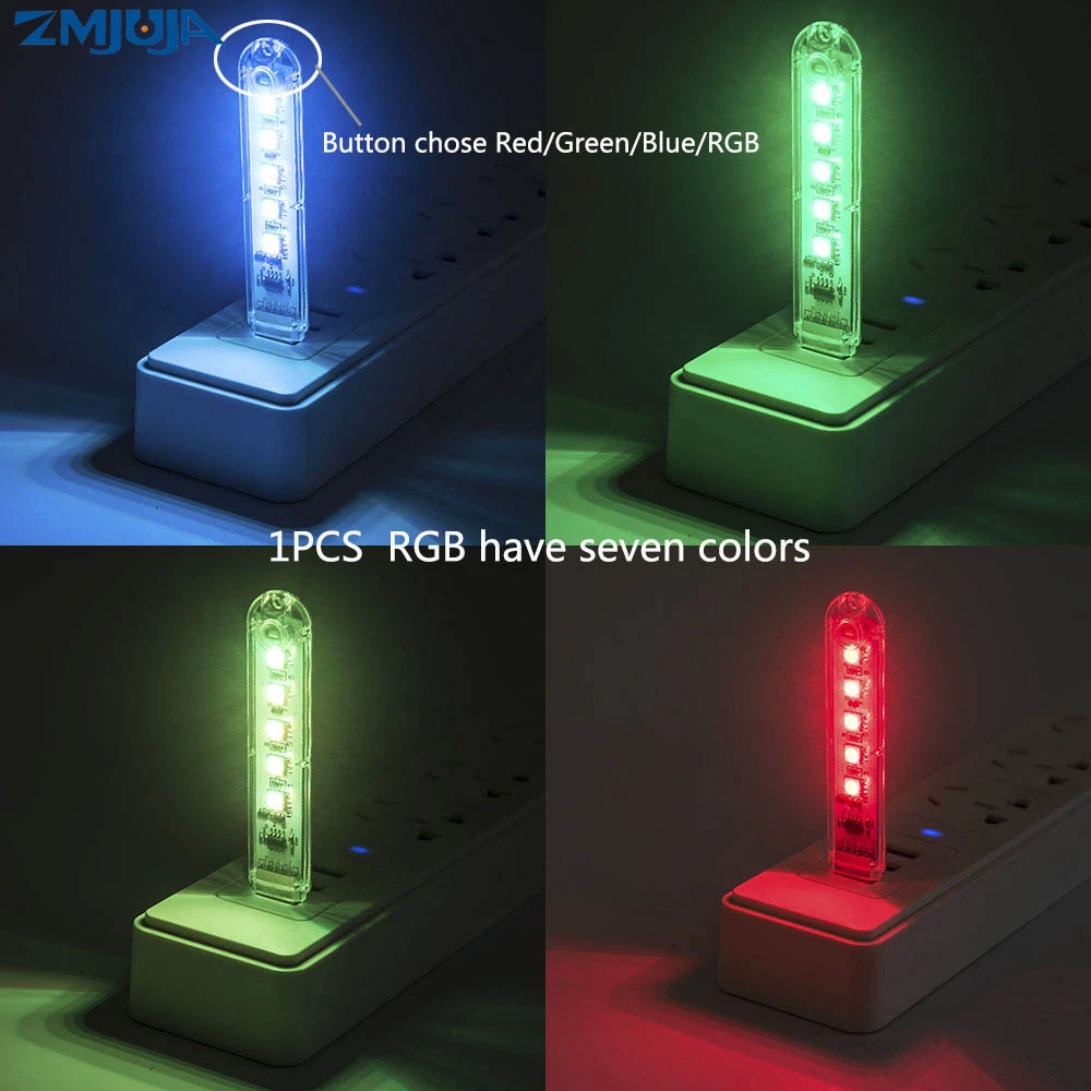 ZMJUJA USB портативный мини светодиодный Ночник светильник RGB led книжный прибор для