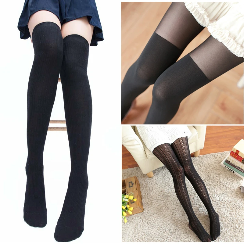 3pcs Sexy Women Pantyhose Thights Knee Stockings Patchwork Stitching Collants Femmes Spring 