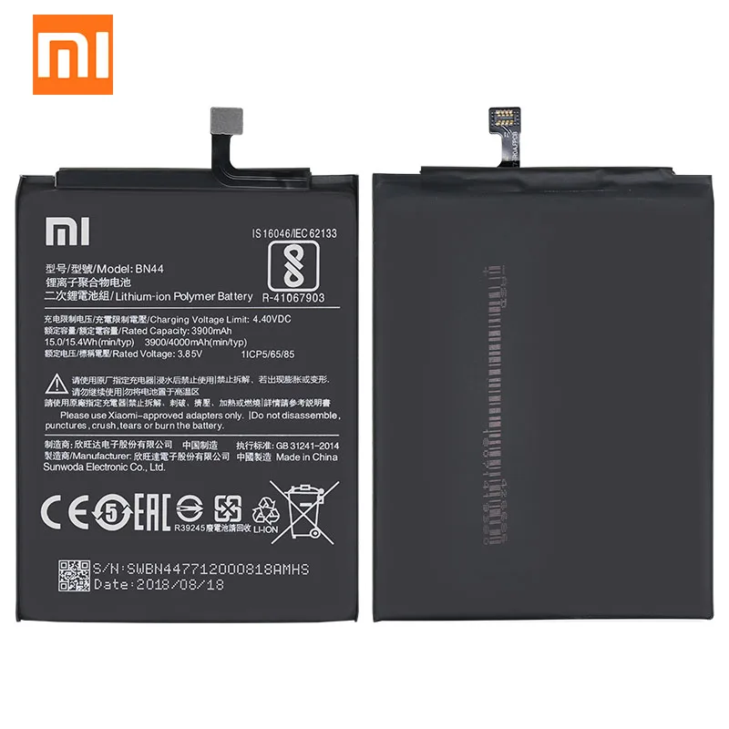 Xiaomi Redmi 5 Plus аккумулятор BN44 4000 мАч для Xiaomi Redmi 5 Plus высокое качество BN44 Сменный аккумулятор для телефона