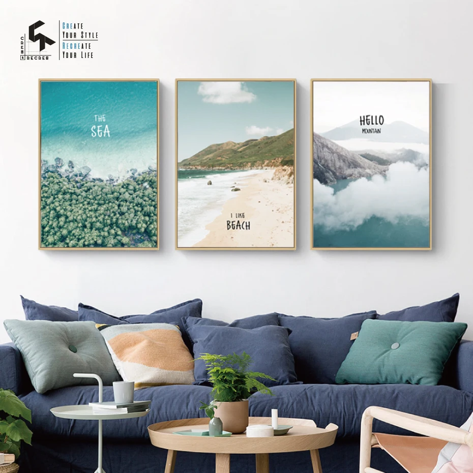 

CREATE&RECREATE Nordic Poster Beach Posters And Prints Landscapes Wall Art Canvas Painting Home Decorative Pictures CR1810105011