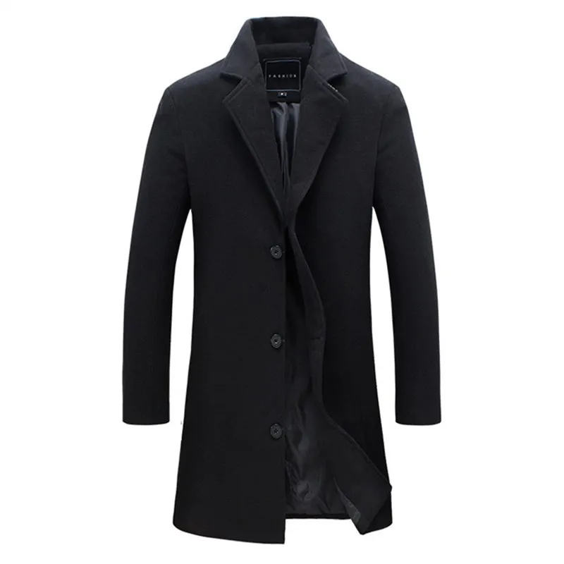 

Mens Trench Coat 2018 New Fashion Lengthened Simple Luxury Wool Coat Winter Single Breasted Windproof Slim Trench Coat Men 5XL