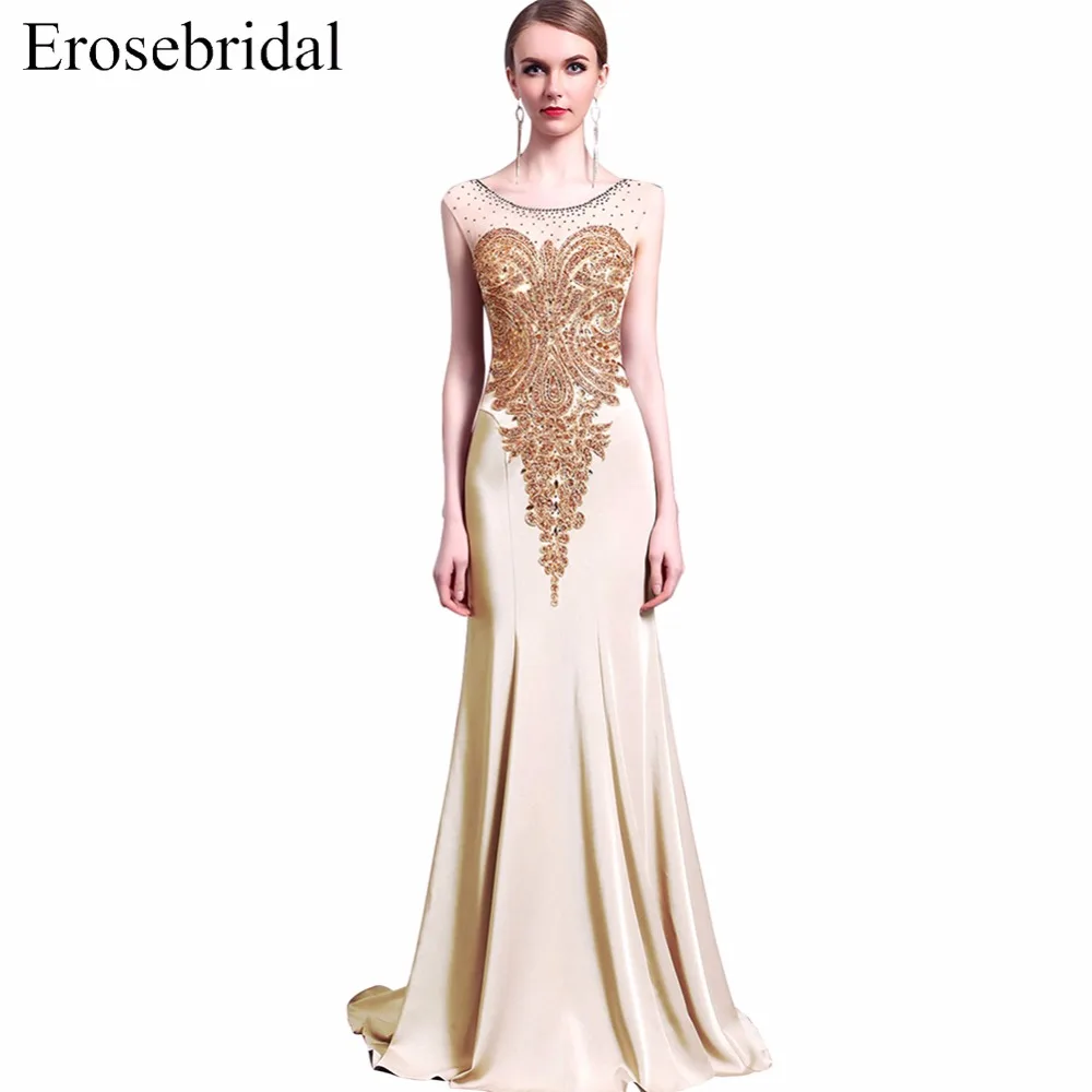 

Elegant Polyester 2019 Evening Dress Eroserbridal Mermaid Formal Women Prom Party Gown Appliques Bodice Vestido De Festa