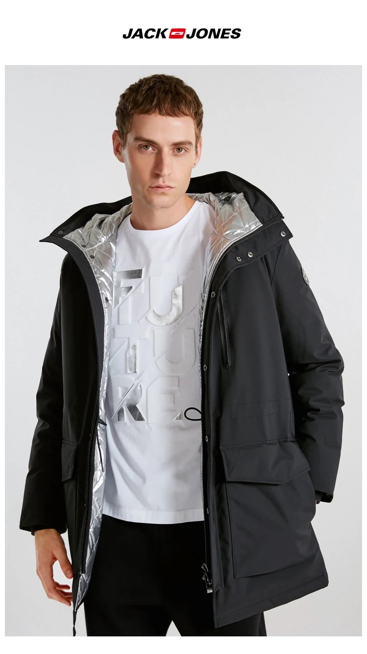 JackJones, мужской зимний пуховик с капюшоном, Повседневная модная парка, пальто, длинная Стильная мужская одежда 218312518