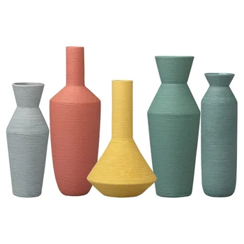 

Ceramic Vase Morandi Red Yellow Gray Blue Green Desktop Vases for Flowers Home Decoration Accessories Modern