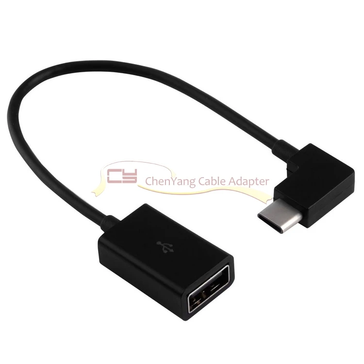 CABLECC справа под углом 90 градусов USB-C Тип-C на USB 2,0 Женский OTG кабель для сотового телефона Tablet и ноутбука черный