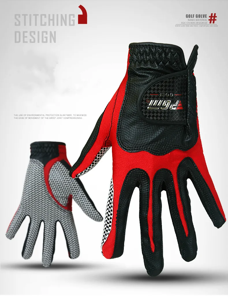 حقيقية PGM الرجال الغولف الألياف القماش قفازات اليسار الجديد/اليد اليمنى GloveMagic جزيئات مرنة النساء زلة مقاومة الاكسسوارات 2018