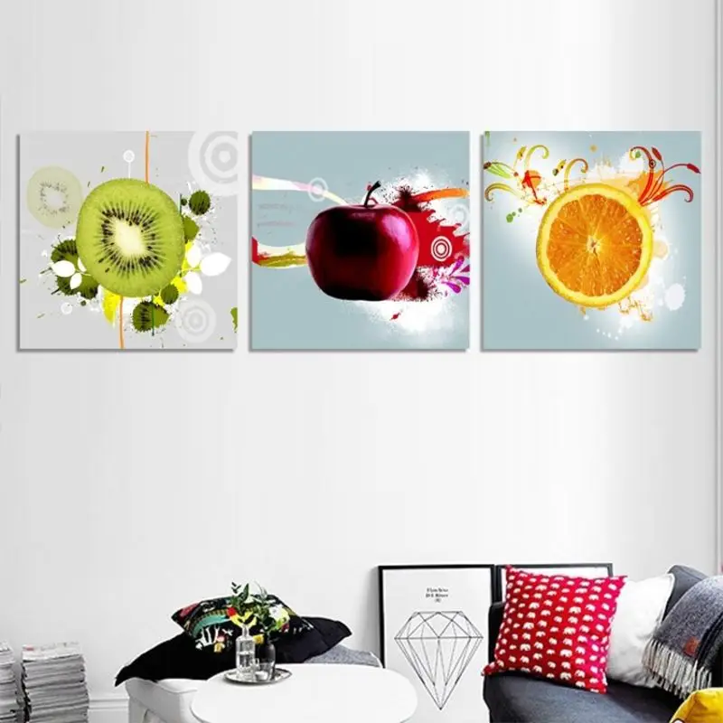 New 3Pcs Canvas Art Kitchen Wall Art Fruit Juice Kitchen Decor Oil Painting On Canvas Prints ...