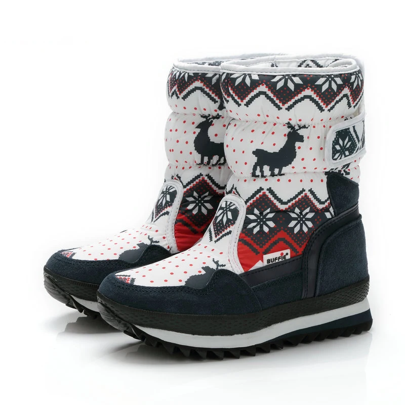 

Women winter warm boots antiskid outsole Lady snow boots navy red Christmas Deer Brand fashion style easy wear Buckle boots plus