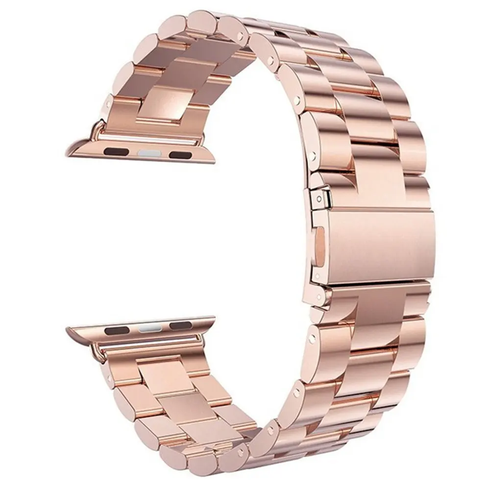 Металлический ремешок из нержавеющей стали для Apple Watch Series 5 1 2 3 4, сменный деловой ремешок для iwatch 38 мм 40 мм 42 мм 44 мм - Цвет ремешка: rose gold