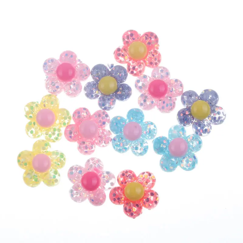 

50Pcs Clear Colorful Bling Resin Flowers Decoration Crafts Flatback Cabochon Embellishments For Scrapbooking Diy Accessories