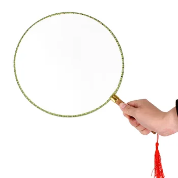 

24cm Silk Cloth Blank Round Fan Pigment Wooden Bamboo Handle Fan Children Educational Toy Drawing for Painting Kid Art DIY Toys