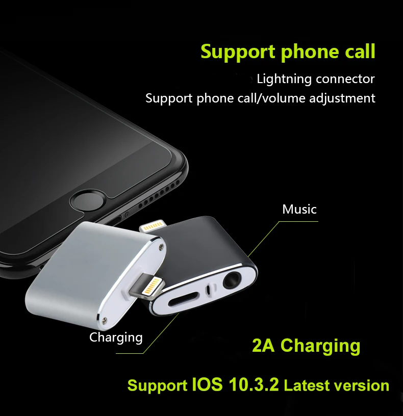imágenes para 4 en 1 de 8 Pines Convertidor de Un Rayo a 3.5mm Para Auriculares Audio 2A Conector de Carga para el iphone 7 7 plus IOS Sistema 10.3.2 imágenes para 4 en 1 de 8 Pines Convertidor de Un Rayo a 3.5mm Para Auriculares Audio 2A Conector de Carga para el iphone 7 7 plus IOS Sistema 10.3.2