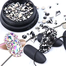 1 коробка Стразы для дизайна ногтей хрустальные драгоценные камни стекло бриллиант белые AB руды Ромбы, треугольники Стразы 3D плоская задняя сторона аксессуары для ногтей BE768