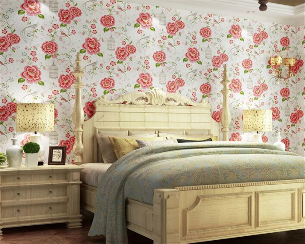 Us 31 74 31 Off Beibehang High Quality 3d Wallpaper Roll Romantic Blue Purple Red Big Flower Wallpaper Bedroom Living Room Tv Background Mural In