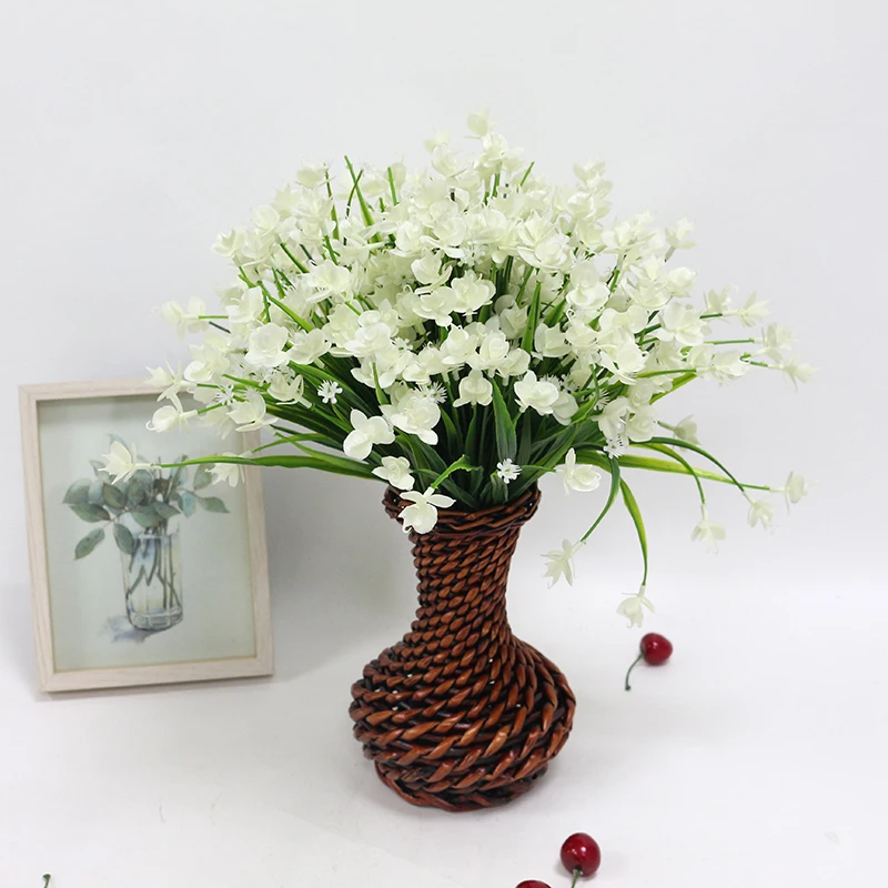 Fake plastic flower dancing orchid bouquet multicolor artificial grass plant for family bedroom wedding decoration (3)