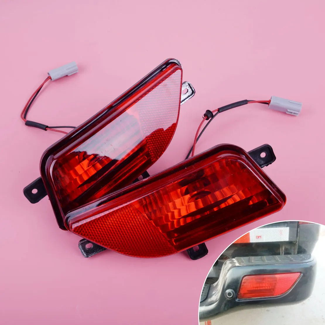 

DWCX 1 Pair Car Rear Bezel Bumper Lamp Fog Tail Light Fit for Great Wall V200 V240 2009 2010 2011 2012 2013 2014