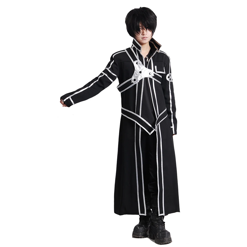 

Sword Art Online SAO Cosplay The Black Knight Kirigaya Kazuto Kiriko Unisex Anime Costumes Black Suit Dust Coats Shirt