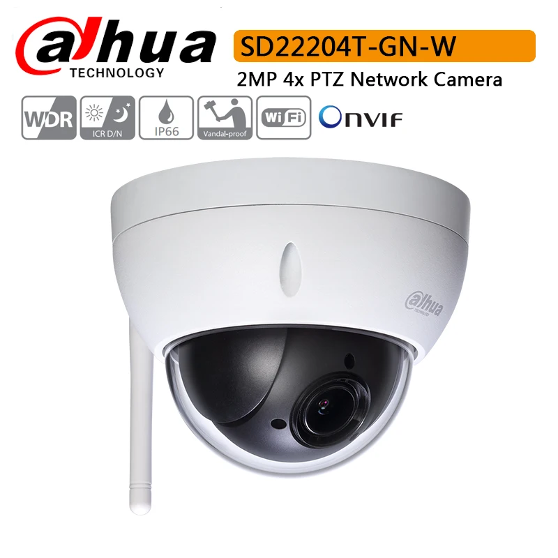 Dahua WiFI камера DH-SD22204T-GN-W 2MP HD сетевая мини PTZ купольная 4x оптическая зум ip-камера