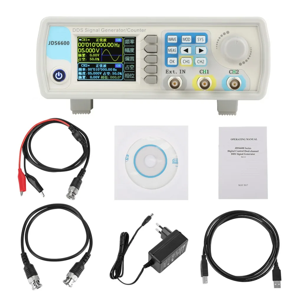 

DDS Signal Generator Counter Digital Control Sine Frequency AC100-240V (60MHz EU Plug) Signal Source Meter