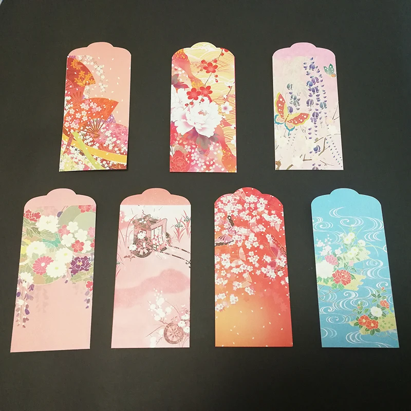 

7PCs/set Japanese Style Wedding Money Envelopes (Hong Bao) Little Something for Wedding Gift 3.5*6.8In Red Envelopes
