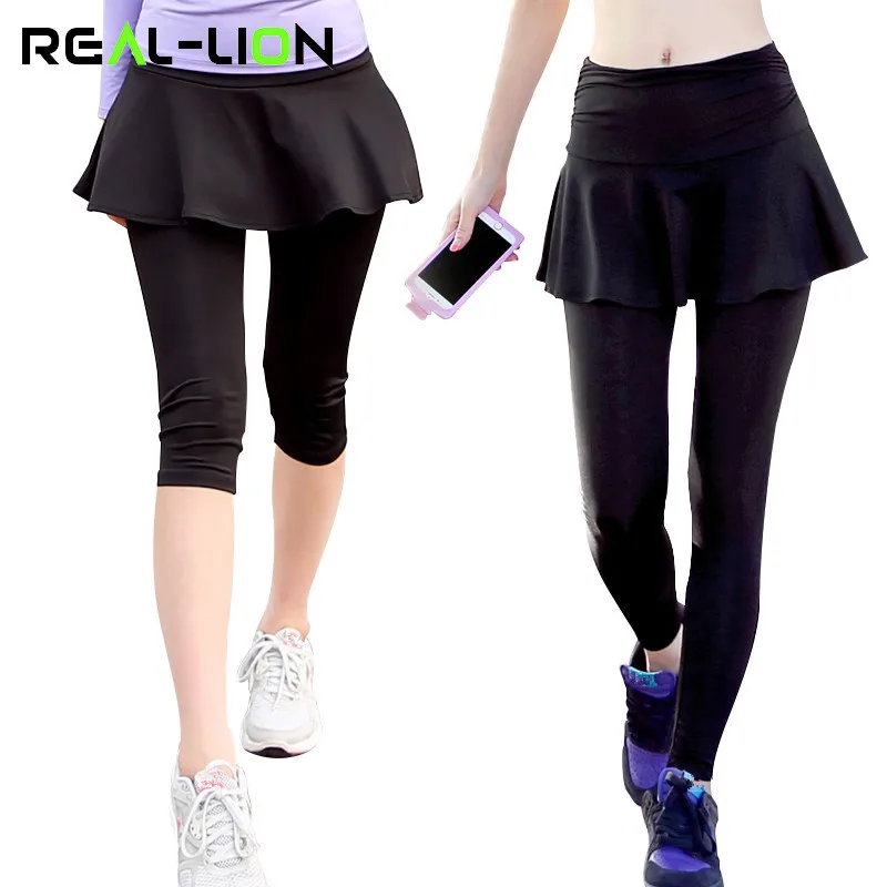 

Fake Two-Pieces Yoga Tight Pants Skirt Women 3/4 Ankle Length Yoga Leggings and Skirt for Running Tennis Gym Sports S M L XL XXL