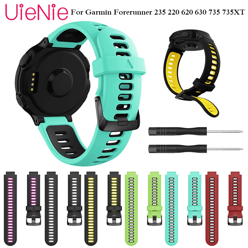

2 color Soft Silicone Watch Strap with Replacement Watch Strap for Garmin Forerunner 235 220 620 630 735 735XT Wrist Strap Belt