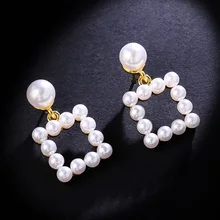 Модные жемчужные серьги для женщин, позолоченные серьги с геометрическим орнаментом, длинные висячие серьги, женские свисающие серьги, летнее ювелирное изделие, подарок