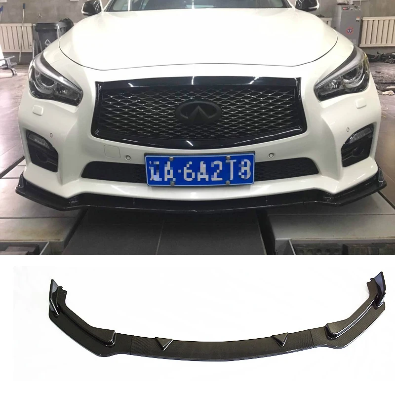 

Front Bumper Carbon Fiber/ Matte Black PP Chin Lip Spoiler Splitters Protection Trim For Infiniti Q50 Q50S 2014-2017