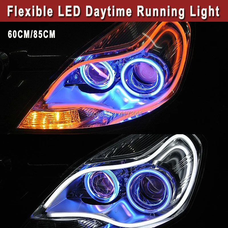 

Universal Use Soft Dual Colors DRL LED Daytime Running Lights 60CM/85CM Super Bright White + Yellow 60CM Easy DIY to Any Shape