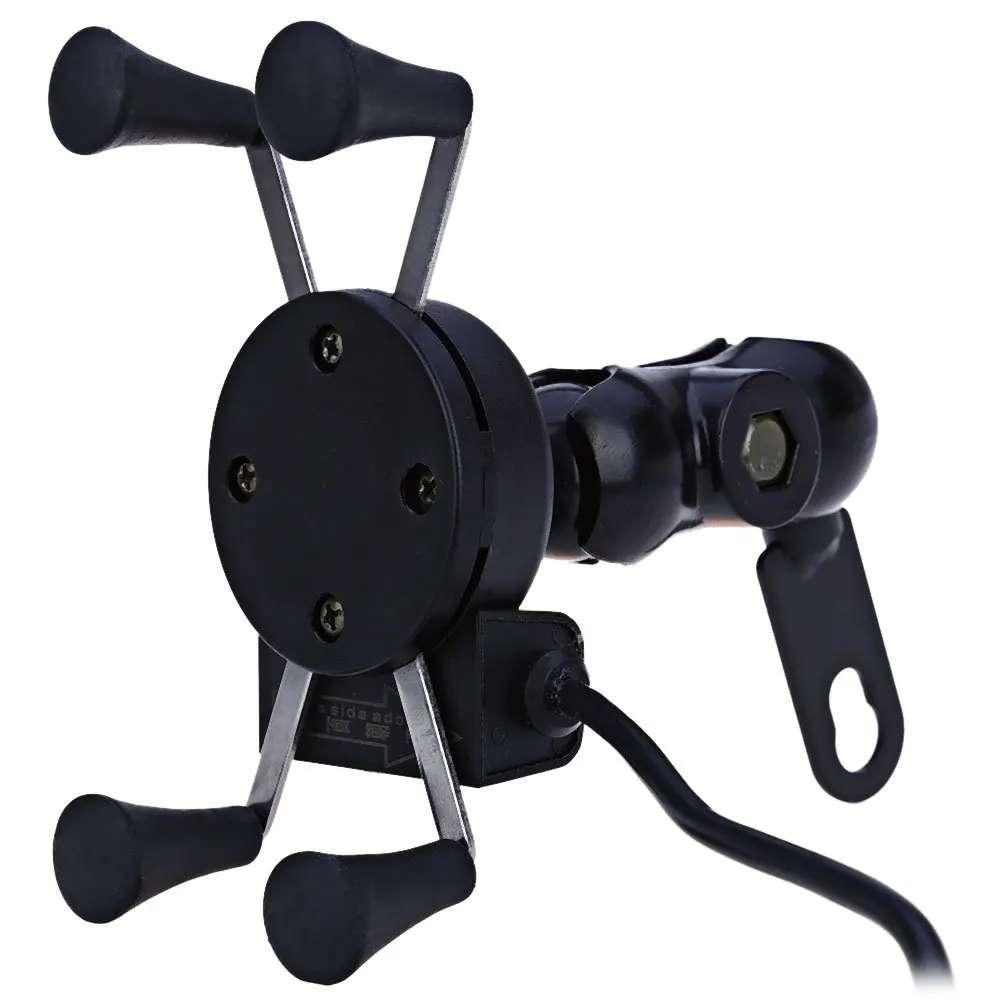 

CS-328 X Type Motorcycle Stand Phone Holder 12V USB Charger Power Outlet Socket for iPhone 6/6 Plus GPS Samsung HTC Sony Smart