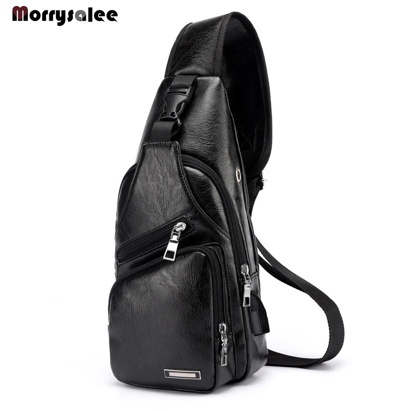 Us 9 50 Off Men S Crossbody Bags Usb Chest Bag Designer Messenger Leather Shoulder Diagonal Package 2018 New Back Pack Travel In